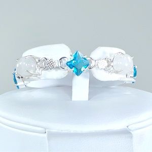 Moonstone Blue Topaz 925 Gemstone Bracelet